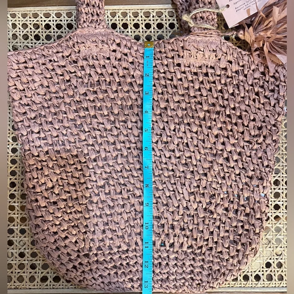 EXPRESSIONS NYC Paper Straw Tote Bag Woven Purse Pink New With Tags Handbag - Picture 10 of 11